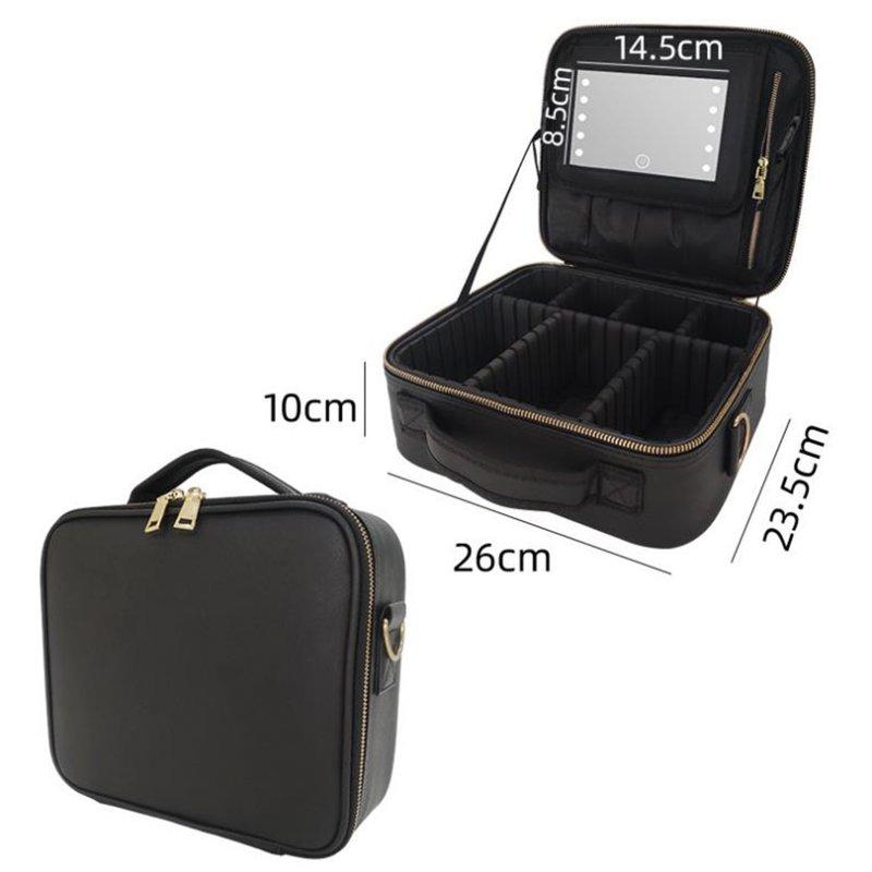 Makeup Tools |  Portable Makeup Bag with Led Lights Mirror Make Up Case Organizer with Adjustable Dividers Black 26 X 23.5 X 10cm Makeup Black 26 x 23.5 x 10cm