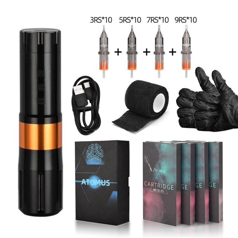 Makeup Tools |  tattoo machine Blue light wireless power motor +ink cartridge Needle 10pcs(3RS 5RS 7RS 9RS) Orange Makeup Makeup Tools