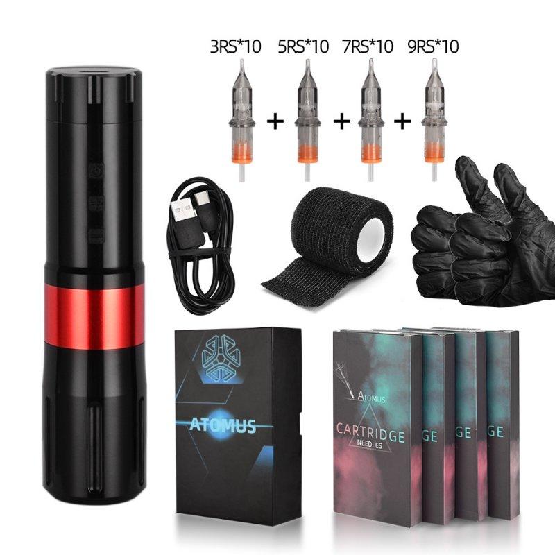 Makeup Tools |  tattoo machine Blue light wireless power motor +ink cartridge Needle 10pcs(3RS 5RS 7RS 9RS) red Makeup Makeup Tools