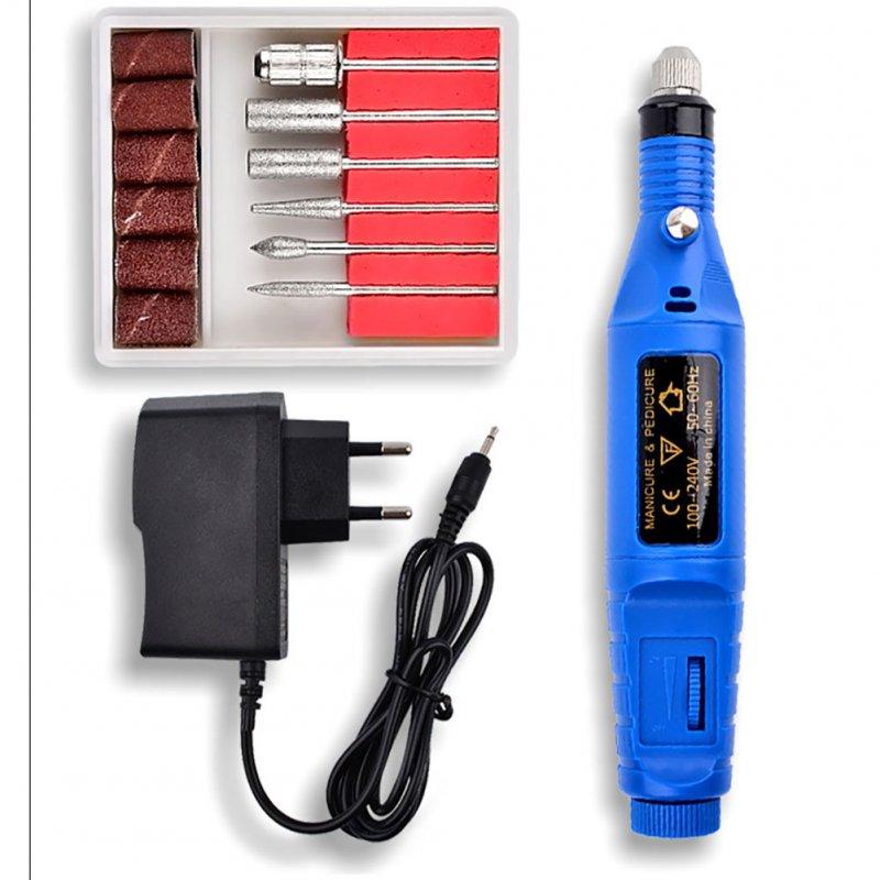 Nail Tools |  EU Mini Electric Nail Kit Professional Manicure Pedicure Tool Nail Polisher Grinder Blue EU Plug Makeup European blue