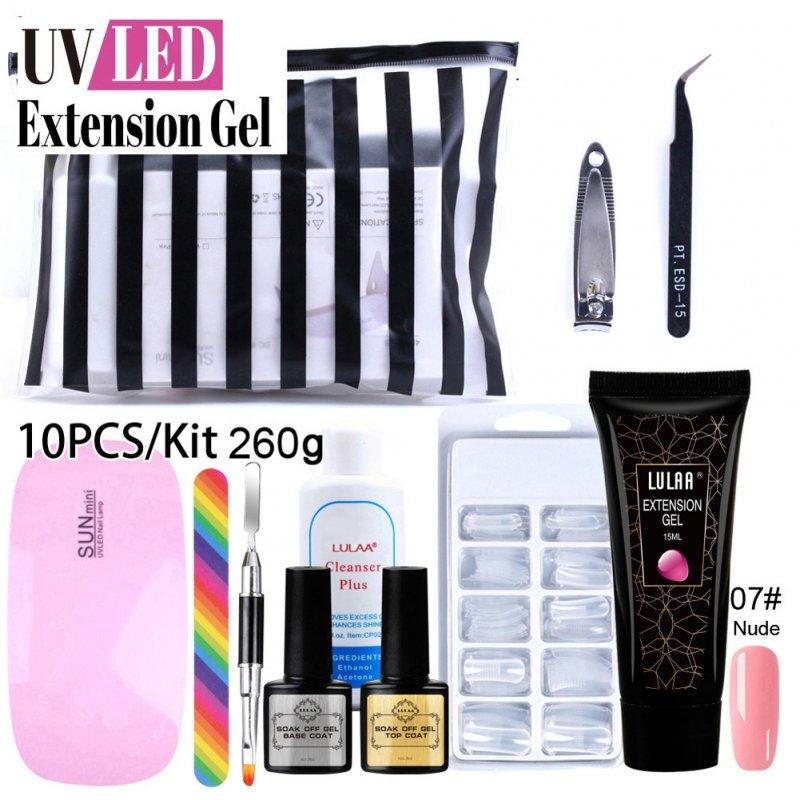 Nail Tools |  Poly Uv Gel Nail Builder Extension Kit LED Lamp Nail Gel Polish Set Extension Polygel Nail Kit 10 piece set Makeup 10 piece set