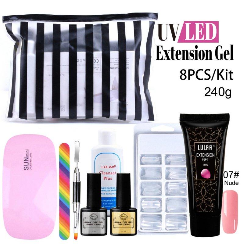 Nail Tools |  Poly Uv Gel Nail Builder Extension Kit LED Lamp Nail Gel Polish Set Extension Polygel Nail Kit 8 piece set Makeup 8 piece set