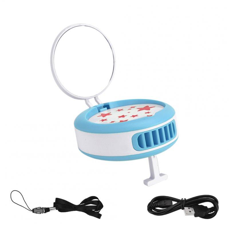 Nail Tools |  Portable Desktop MINI Fan with Mirror Cool Summer Phone Stand USB Charging Desk Fan,Blue blue Makeup Blue