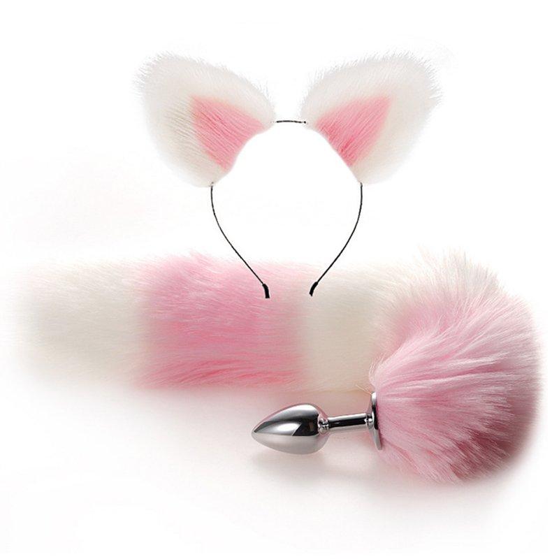 Sex Toys |  2 Pcs Set Anal Beads Tail Anal Butt Plug Sex Products For Adults Erotic Toys For Woman Gay Men Anus Dilator Intimate Goods Pink and white Adult Items Pink & white