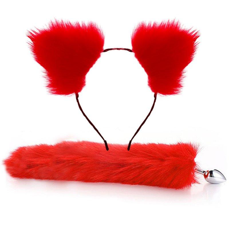 Sex Toys |  2 Pcs Set Anal Beads Tail Anal Butt Plug Sex Products For Adults Erotic Toys For Woman Gay Men Anus Dilator Intimate Goods pure red Adult Items Pure red