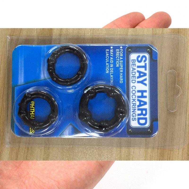 Sex Toys |  3 Pcs Penis Ring Male Enhancer Ejaculation Delay Cock Rings  Black Adult Items Black