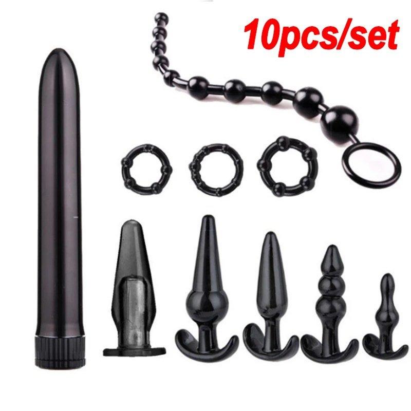 Sex Toys |  4/8/10pcs Reusable Washable Anal Plug Set Multiple Colors Anal Dilator Toys Adults Sex Toys For Men Women 10pcs black Adult Items 10pcs black