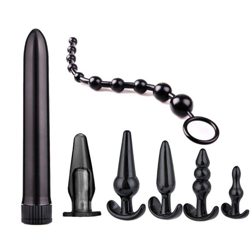 Sex Toys |  7pcs/8pcs Soft Silicone Butt Plug Dildo Masturbation Anal Plug Vaginal Plug Set For Women Men Anal Trainer Couples 7-piece set black Adult Items 7-piece set black