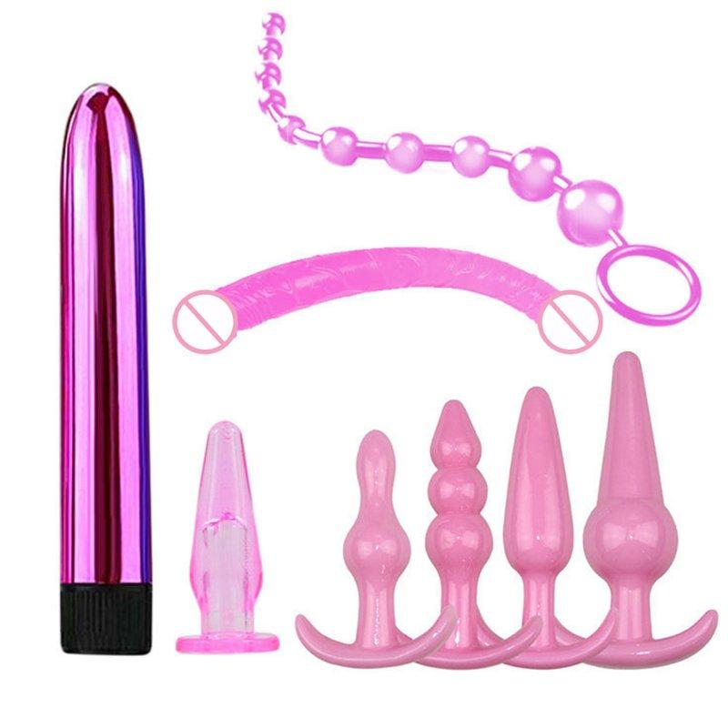 Sex Toys |  7pcs/8pcs Soft Silicone Butt Plug Dildo Masturbation Anal Plug Vaginal Plug Set For Women Men Anal Trainer Couples Double-headed dildo 8 pink Adult Items Double-headed dildo 8 pink