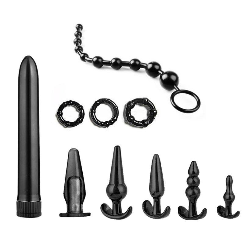 Sex Toys |  7pcs/8pcs Soft Silicone Butt Plug Dildo Masturbation Anal Plug Vaginal Plug Set For Women Men Anal Trainer Couples Lock fine ring 8 black Adult Items Lock fine ring 8 black