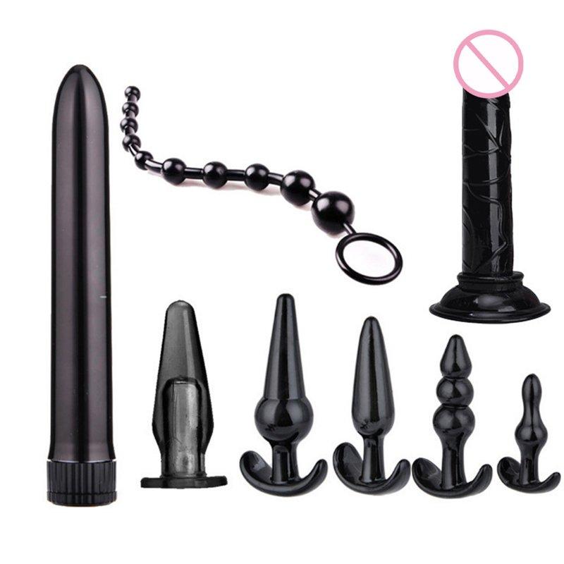 Sex Toys |  7pcs/8pcs Soft Silicone Butt Plug Dildo Masturbation Anal Plug Vaginal Plug Set For Women Men Anal Trainer Couples Small dildo set of 8 black Adult Items Sex Toys