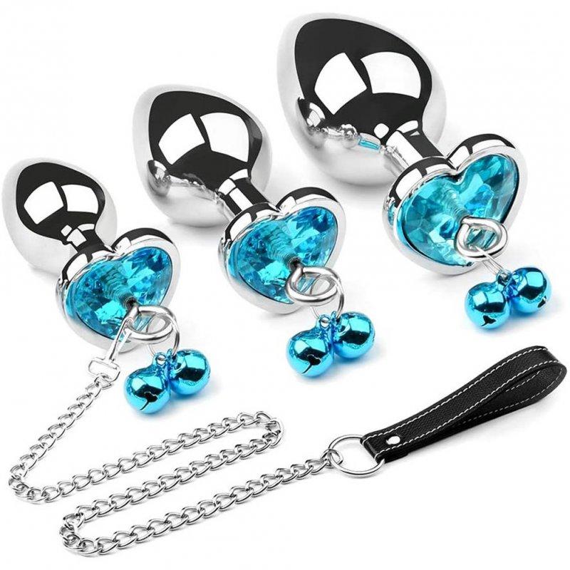 Sex Toys |  Anal Plug Set Metal Masturbation Sex Toy Men Buttplug Plug Hook with Bell and Crystal Heart Shaped Diamond S + M + L Adult Items S + M + L