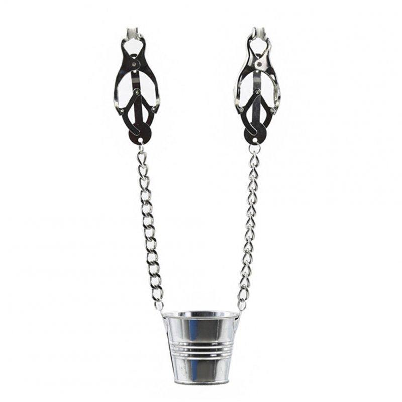 Sex Toys |  BDSM Silver Bucket Labia and Nipple Clamps Jugs Weight Extender Butterfly Metal Clitoris Clamps for Female Silver Adult Items Sex Toys