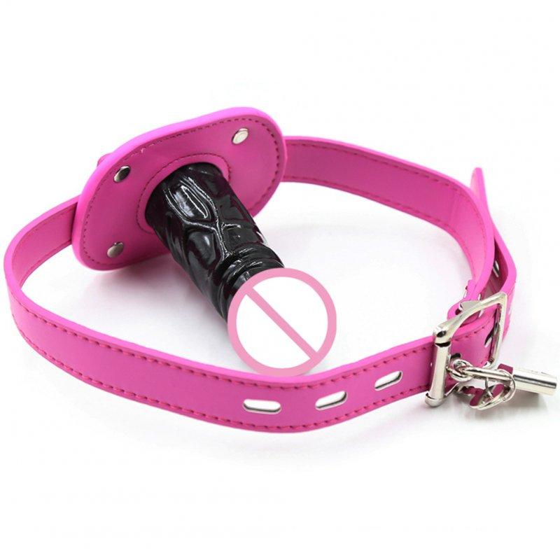 Sex Toys |  Lockable Dildo Penis Mouth Gag Short/long Comfortable Adjustable Head Strap Adult Products Sex Toy dark pink long Adult Items Dark pink long