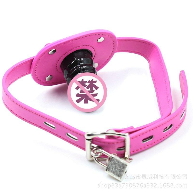 Sex Toys |  Lockable Dildo Penis Mouth Gag Short/long Comfortable Adjustable Head Strap Adult Products Sex Toy Dark pink short Adult Items Dark pink short