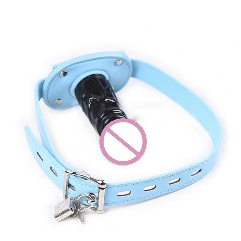 Sex Toys |  Lockable Dildo Penis Mouth Gag Short/long Comfortable Adjustable Head Strap Adult Products Sex Toy sky blue long Adult Items Sex Toys