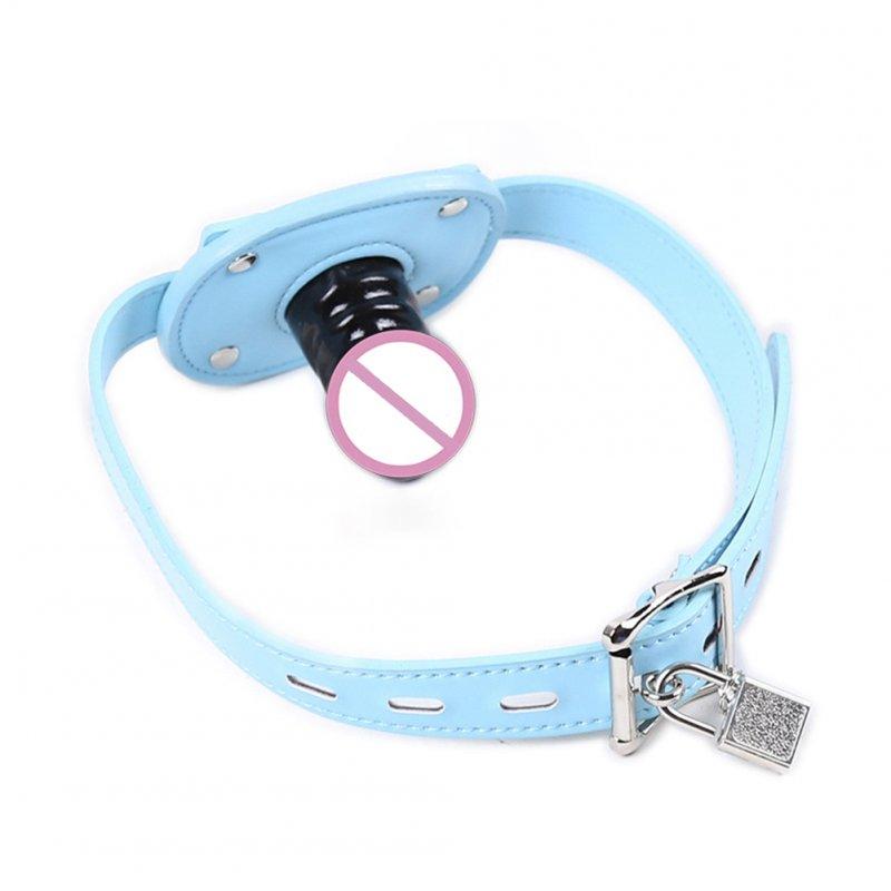 Sex Toys |  Lockable Dildo Penis Mouth Gag Short/long Comfortable Adjustable Head Strap Adult Products Sex Toy sky blue short Adult Items Sex Toys