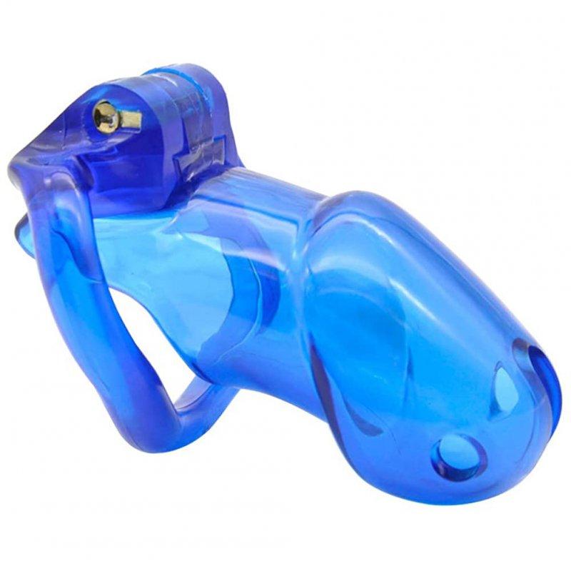 Sex Toys |  Male Chastity Cage with 2 Brass Locks Adjustable Silicone Cock Cage with 4 Rings for Male Penis Exercise  blue Adult Items Blue