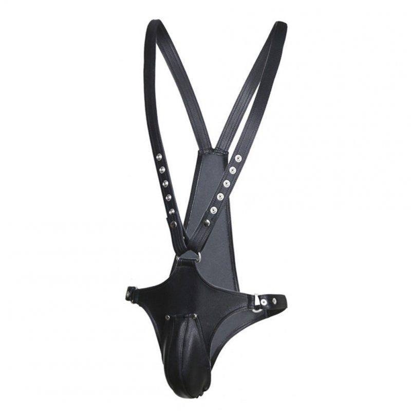 Sex Toys |  Male Rompers Leather Harness Restraint Straps On Belts Cock Cage Adjustable Pants Leather Pants Adult Items Leather Pants