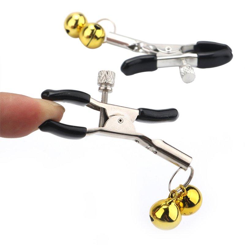 Sex Toys |  Nipple Clips Clamps Nipple Adjustable Pressure Breast Clamps Stainless Steel Non Piercing Nipple Rings For Women/Men A dual yellow bell Adult Items A dual yellow bell