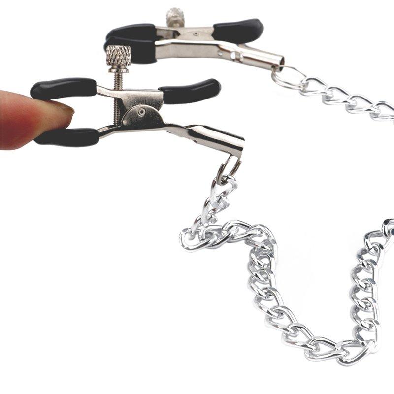 Sex Toys |  Nipple Clips Clamps Nipple Adjustable Pressure Breast Clamps Stainless Steel Non Piercing Nipple Rings For Women/Men Asilver chain Adult Items Asilver chain