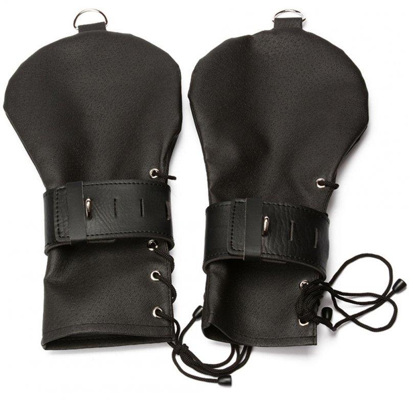 Sex Toys |  Slave Dog Hand Gloves Bondage Restraints Leather Lockable Mittens black Adult Items Black