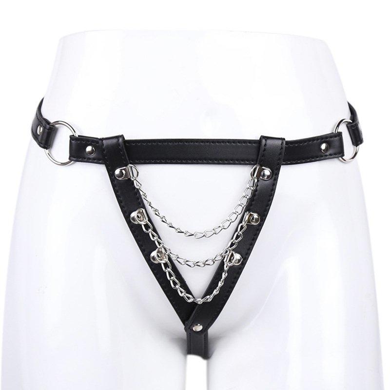 Sex Toys |  Women Chain T Pants Sexy Cut Hollow Out Exotic Sheer Thongs Underwear Panties Sexy Leather Underpants For Couple Pleasant black Adult Items Black