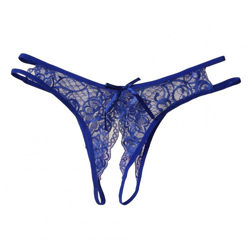 Sexy Lingerie |  Women Sexy Lace Open Crotch Briefs Ladies Low Waist G-String Sex Game Pantie sapphire_One size Adult Items Sapphire + One size