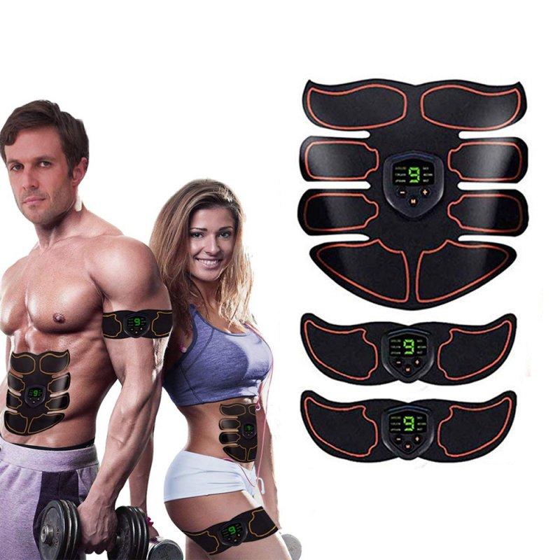 Slimming Products |  EMS Muscle Electro Stimulator Abdominal Muscle Toner Abs Trainer with LCD Display USB Rechargeable Fitness Training Gear Ab Belt black Health Care Black