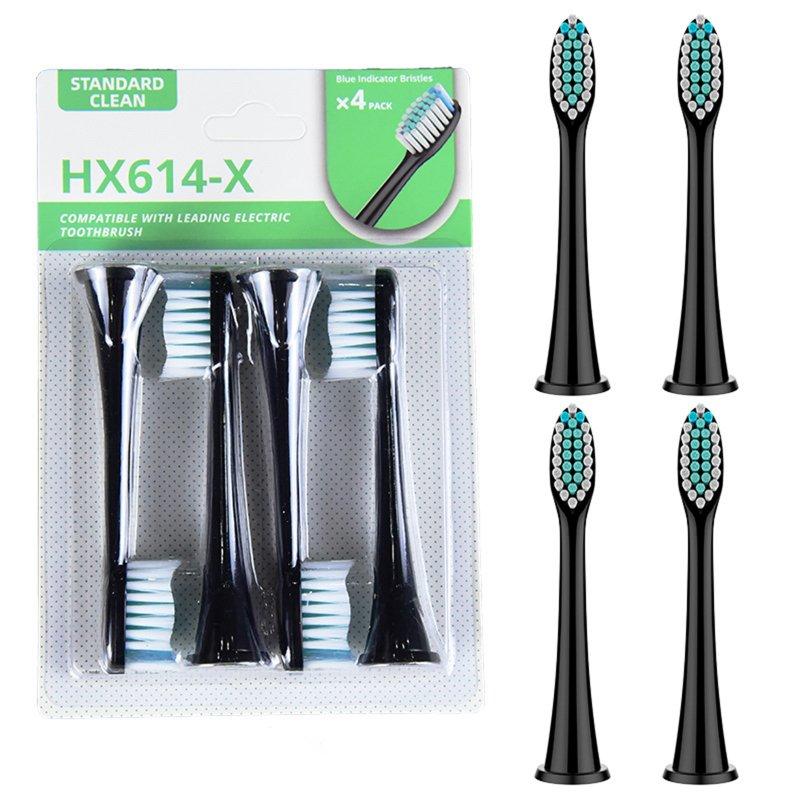 Teeth & Oral Care |  4pcs Ultrasonic Electric Toothbrush Head Replacement Brush Head Kits For HX-6014 HX 3 / 6 / 9 HX614 Upgrade – Black Health Care HX614 Upgrade - Black