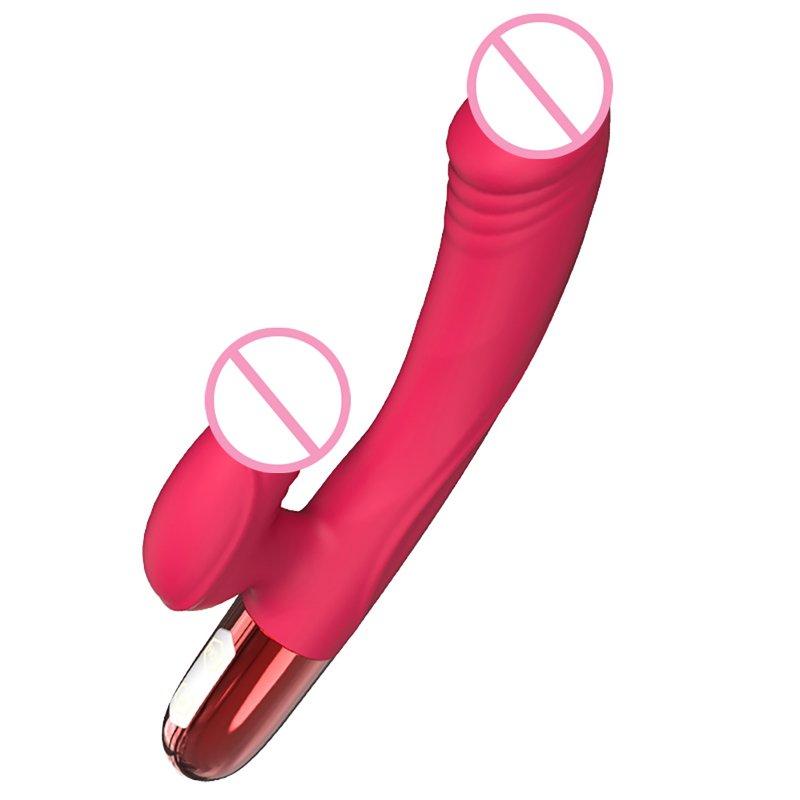 Vibrators |  2-in-1 Powerful Clit Sucker With Vibrator Stick Tongue Vibrating Nipple Sucking Blowjob Clitoris Stimulator Rose Red Adult Items Rose red