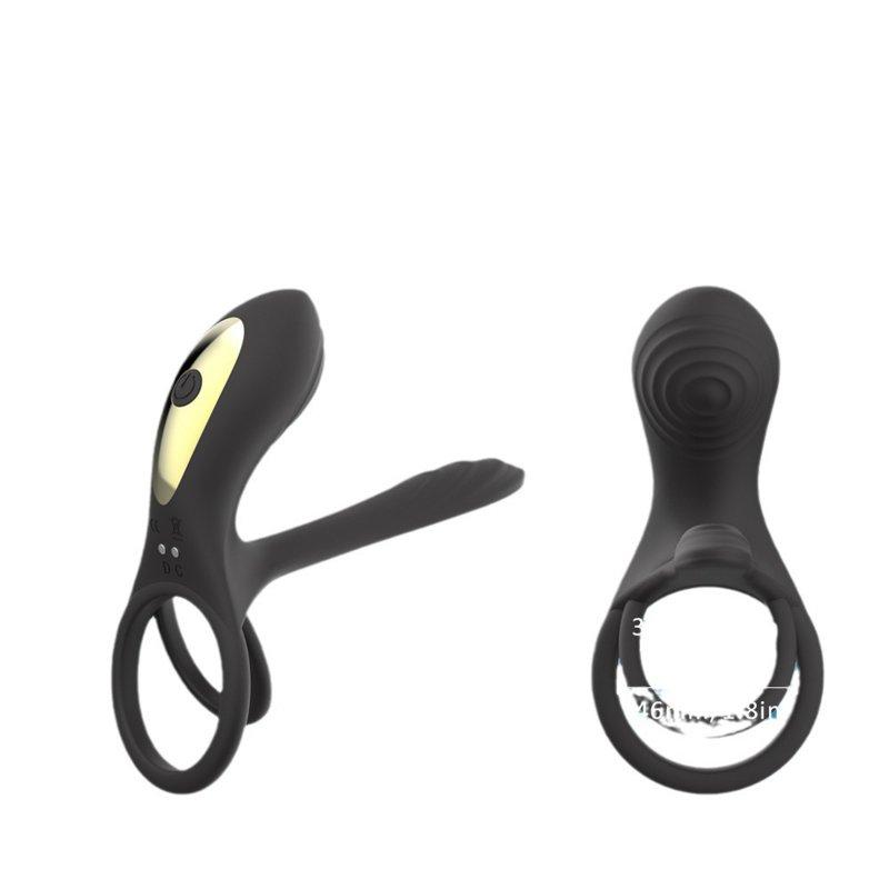 Vibrators |  2PCS Silicone Anal Vibrator Thrusting Prostate Stimulator Massager Delay Ejaculation Lock Ring Anal Butt Plug Black Adult Items Black