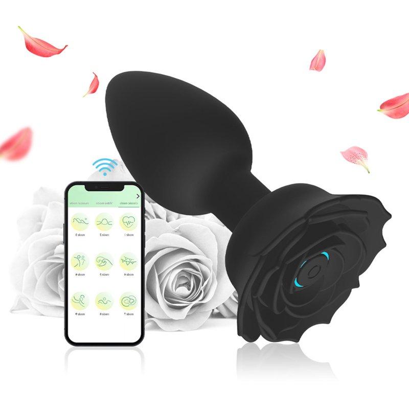 Vibrators |  Anal Vibrators Butt Plug 10 Modes Sex Toy Vibrating Rose Remote Control Rose Base Waterproof Silicone Rose Adult Toys Black APP style aluminum foil bag Adult Items Black APP style aluminum foil bag