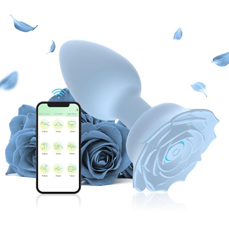 Vibrators |  Anal Vibrators Butt Plug 10 Modes Sex Toy Vibrating Rose Remote Control Rose Base Waterproof Silicone Rose Adult Toys Blue APP style aluminum foil bag Adult Items Blue APP style aluminum foil bag