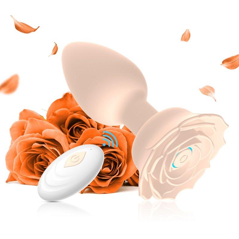 Vibrators |  Anal Vibrators Butt Plug 10 Modes Sex Toy Vibrating Rose Remote Control Rose Base Waterproof Silicone Rose Adult Toys Champagne remote control aluminum foil bag Adult Items Champagne remote control aluminum foil bag