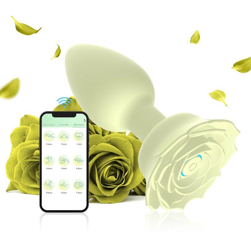 Vibrators |  Anal Vibrators Butt Plug 10 Modes Sex Toy Vibrating Rose Remote Control Rose Base Waterproof Silicone Rose Adult Toys Green APP aluminum foil bag Adult Items Green APP aluminum foil bag