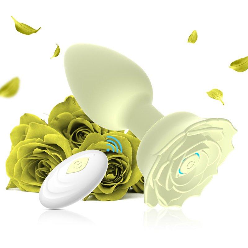 Vibrators |  Anal Vibrators Butt Plug 10 Modes Sex Toy Vibrating Rose Remote Control Rose Base Waterproof Silicone Rose Adult Toys Green remote control aluminum foil bag Adult Items Green remote control aluminum foil bag