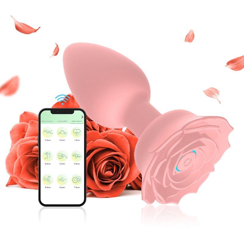 Vibrators |  Anal Vibrators Butt Plug 10 Modes Sex Toy Vibrating Rose Remote Control Rose Base Waterproof Silicone Rose Adult Toys Pink APP aluminum foil bag Adult Items Pink APP aluminum foil bag