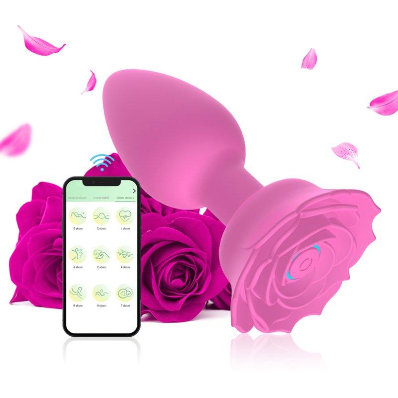 Vibrators |  Anal Vibrators Butt Plug 10 Modes Sex Toy Vibrating Rose Remote Control Rose Base Waterproof Silicone Rose Adult Toys Purple APP aluminum foil bag Adult Items Purple APP aluminum foil bag