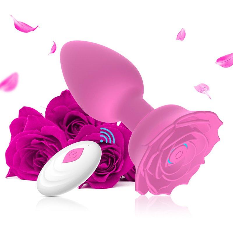 Vibrators |  Anal Vibrators Butt Plug 10 Modes Sex Toy Vibrating Rose Remote Control Rose Base Waterproof Silicone Rose Adult Toys Purple remote control aluminum foil bag Adult Items Purple remote control aluminum foil bag