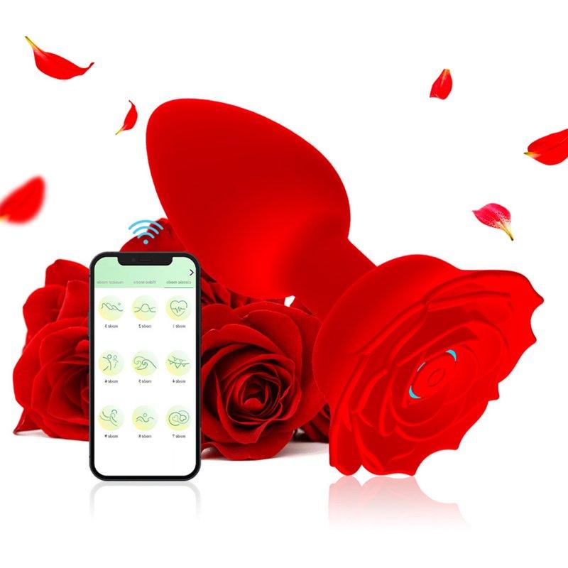 Vibrators |  Anal Vibrators Butt Plug 10 Modes Sex Toy Vibrating Rose Remote Control Rose Base Waterproof Silicone Rose Adult Toys Red APP style aluminum foil bag Adult Items Red APP style aluminum foil bag