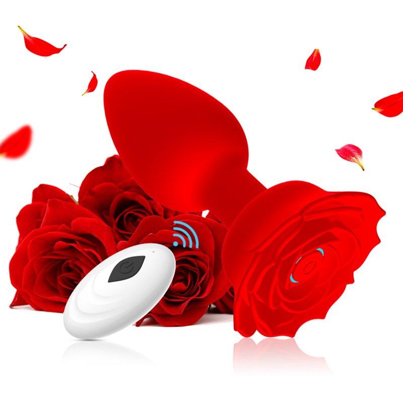 Vibrators |  Anal Vibrators Butt Plug 10 Modes Sex Toy Vibrating Rose Remote Control Rose Base Waterproof Silicone Rose Adult Toys Red Remote Control Aluminum Foil Bag Adult Items Red Remote Control Aluminum Foil Bag