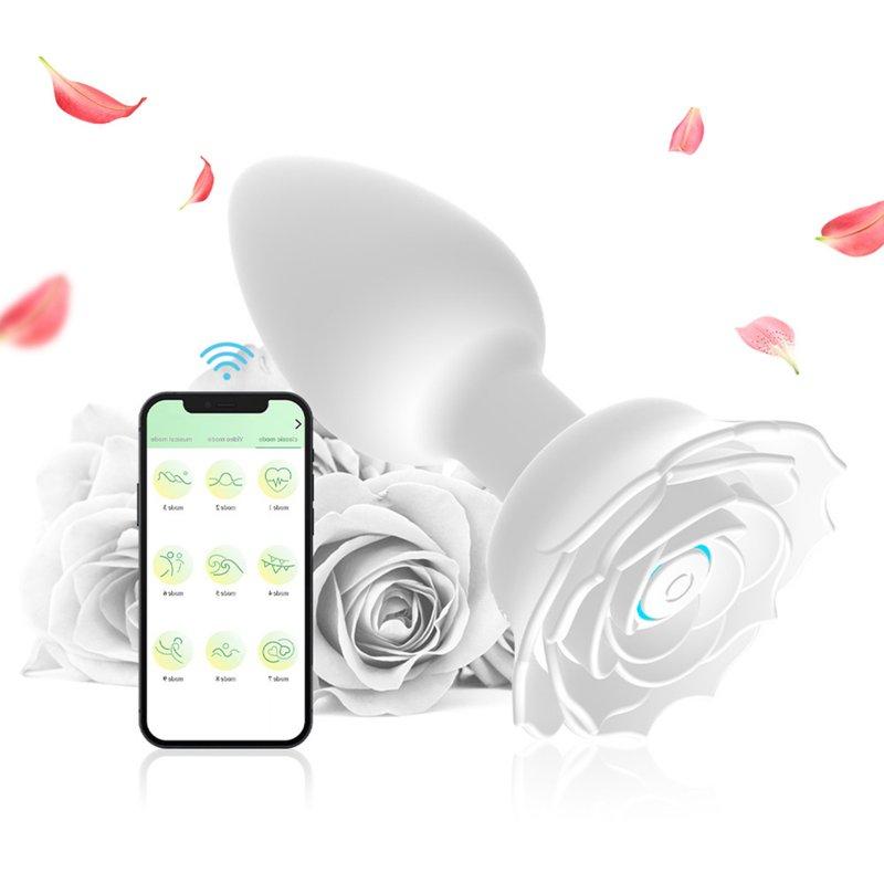 Vibrators |  Anal Vibrators Butt Plug 10 Modes Sex Toy Vibrating Rose Remote Control Rose Base Waterproof Silicone Rose Adult Toys White APP aluminum foil bag Adult Items Vibrators