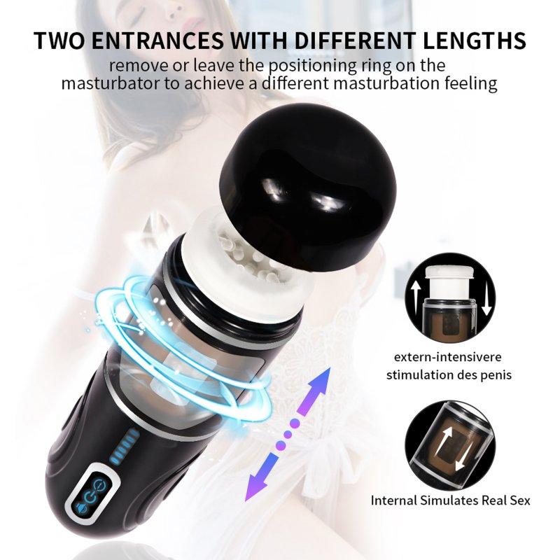 Vibrators |  Male Masturbator Cup with 4 Thrusting Suction 10 Vibration Modes Automatic Telescopic Rotating Blowjob Sex Toy Black Adult Items Black