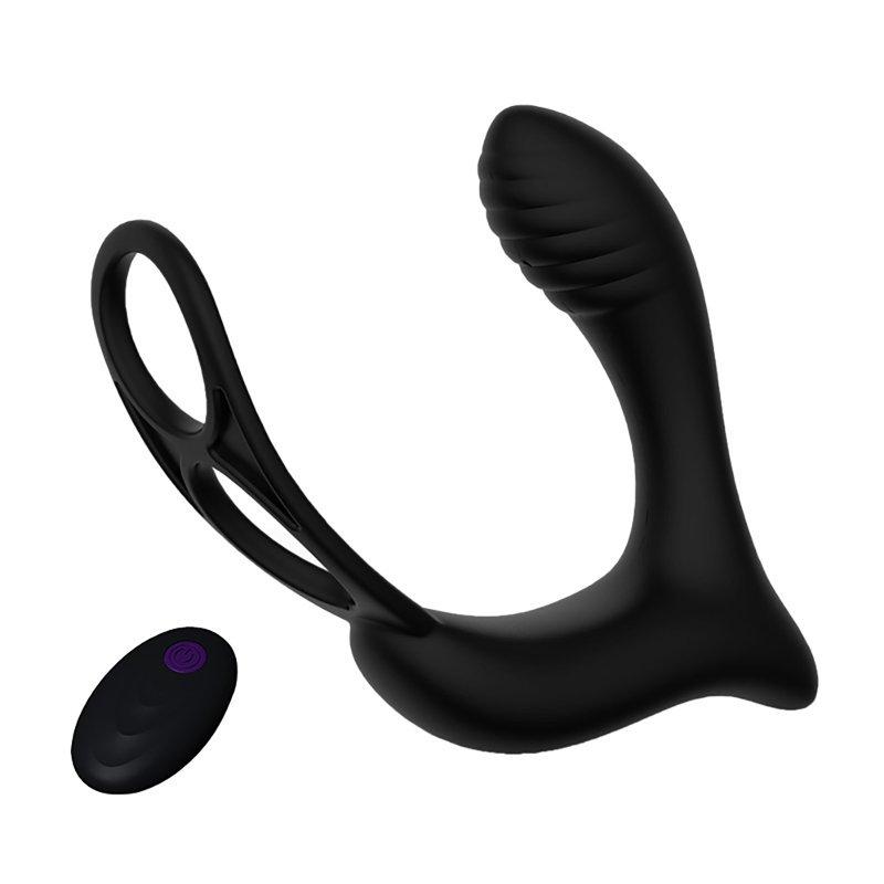 Vibrators |  Male Thrusting Prostate Massager Sex Vibrator Toy For Men Gay Remote Control Prostate Stimulator Sex Toy For Couples black double ring Adult Items Black + Double ring