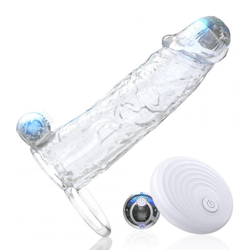 Vibrators |  Reusable Penis Sleeve Wireless Remote Control Vibration Penis Condom Extender Device Men Adult Sexy Toys Remote – clear 2 beads Adult Items Remote - clear 2 beads