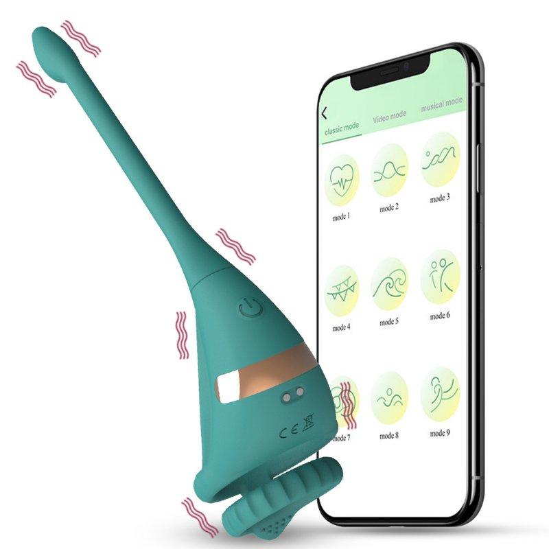 Vibrators |  Telescopic Vibrating Butt Plug Anal Vibrator Wireless Cock Penis Ring Green App Model Adult Items Green + APP model