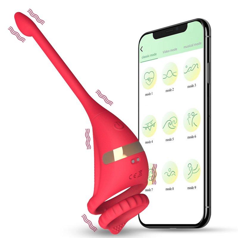 Vibrators |  Telescopic Vibrating Butt Plug Anal Vibrator Wireless Cock Penis Ring Red App Model Adult Items Red + APP model