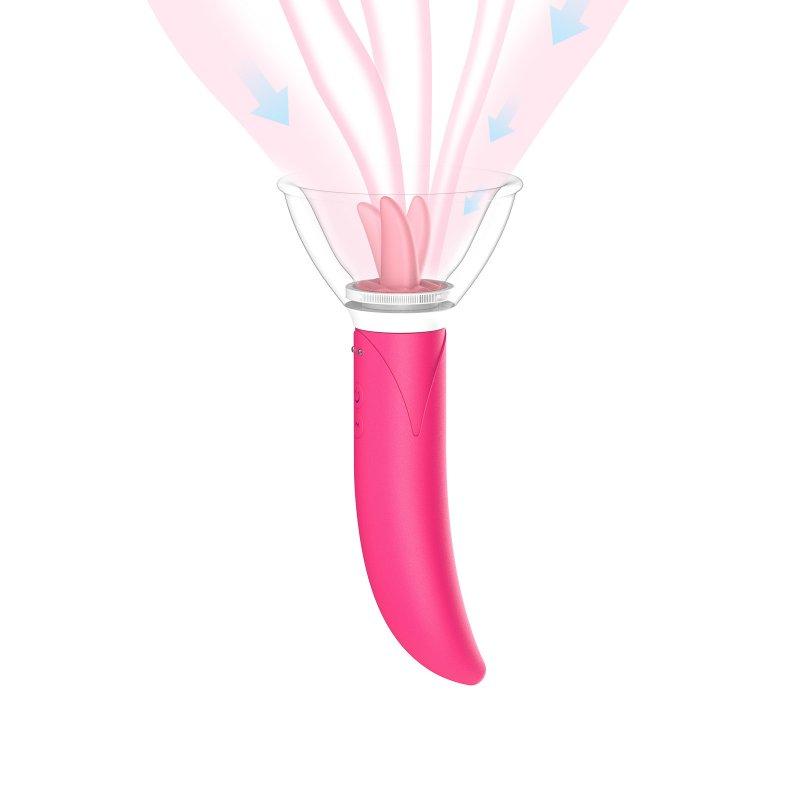 Vibrators |  Tongue Licking Vibrator with 10 Mode Clit Stimulator G-Spot Nipple Masturbator Rose Red Adult Items Rose red