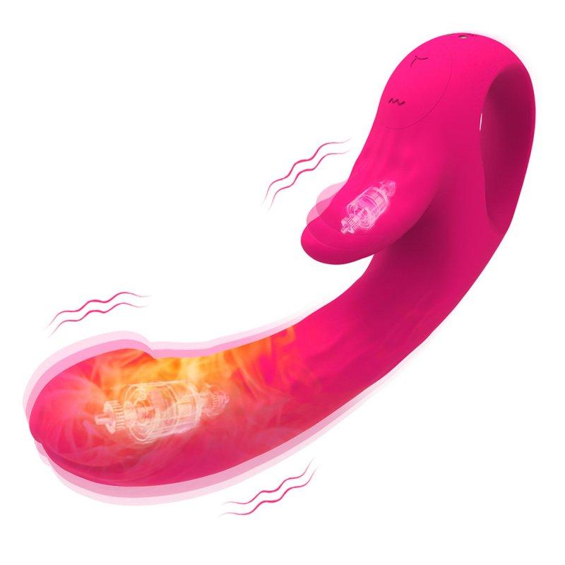 Vibrators |  Vibrator G Spot Vibrator Clitoral Heating Massager Nipple Vibrator with 10 Frequency Double Motor Vibration Rose Red Adult Items Rose red